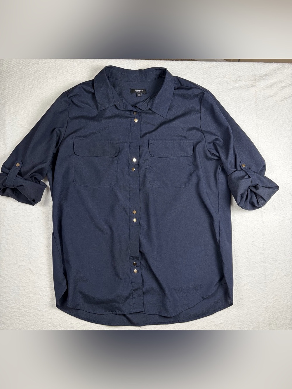 Premise women’s Navy Blue Long-Sleeve Button-Down‎ Shirt